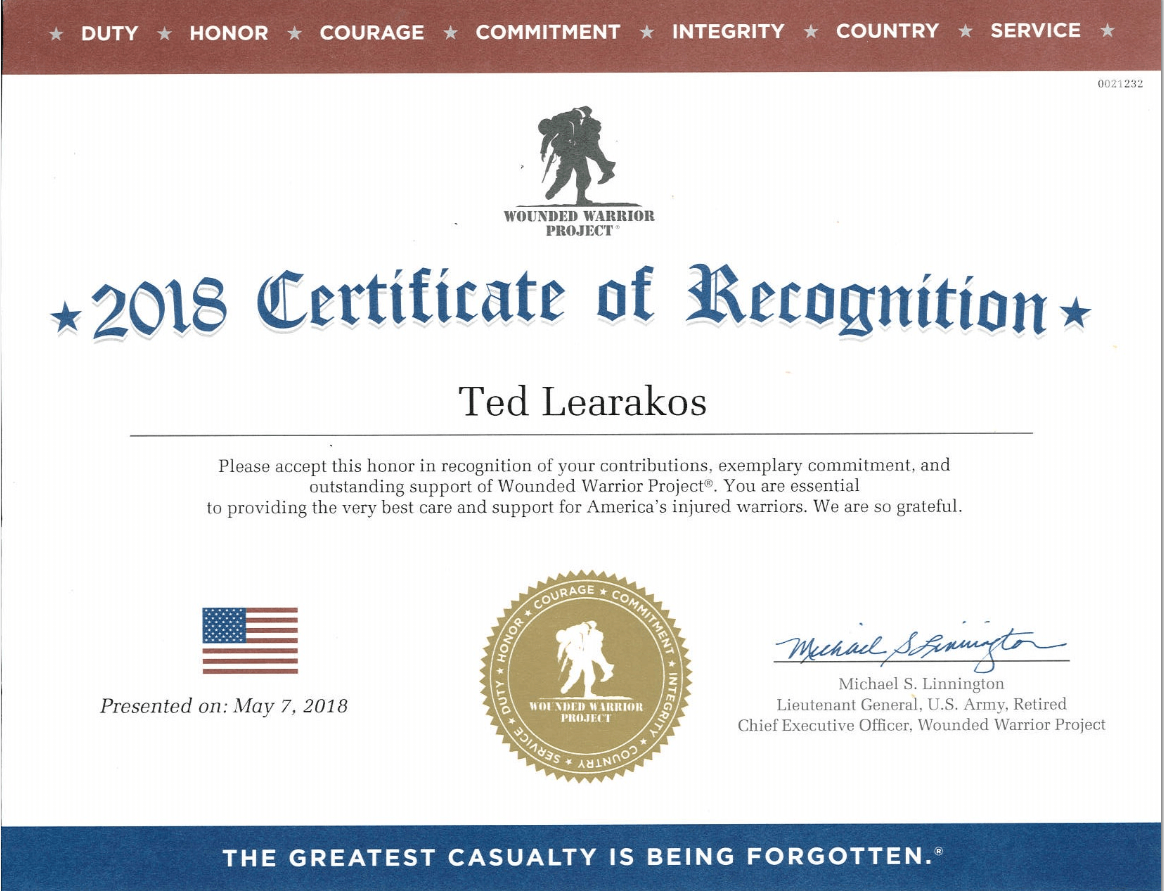 Wounded Warrior Certificate